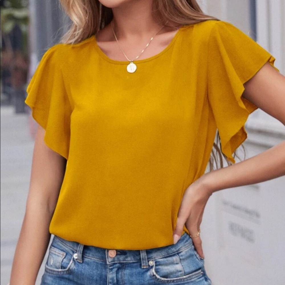 Yellow Tie Back Blouse